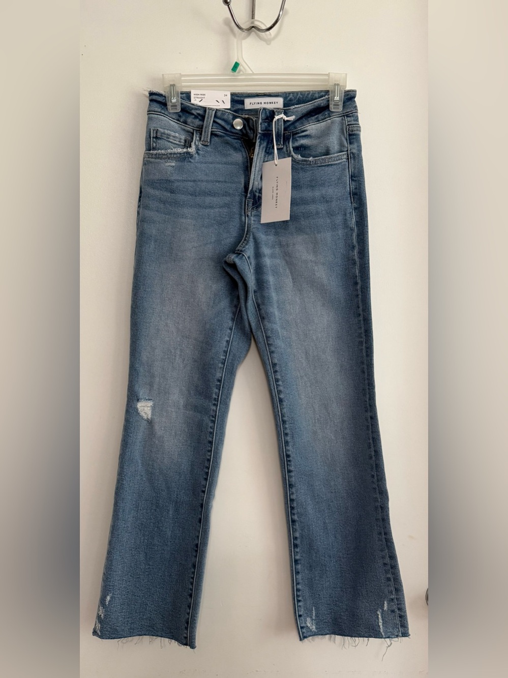 Flying Monkey High Rise Straight Raw Hem Jeans Size 24 NWT